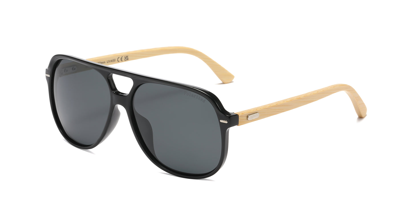 PL 8031 - Bamboo Polarized Flat Top Sunglasses