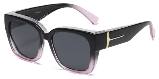 PL 8142 - Cover Over Polarized Women Square Plastic Sunglasses