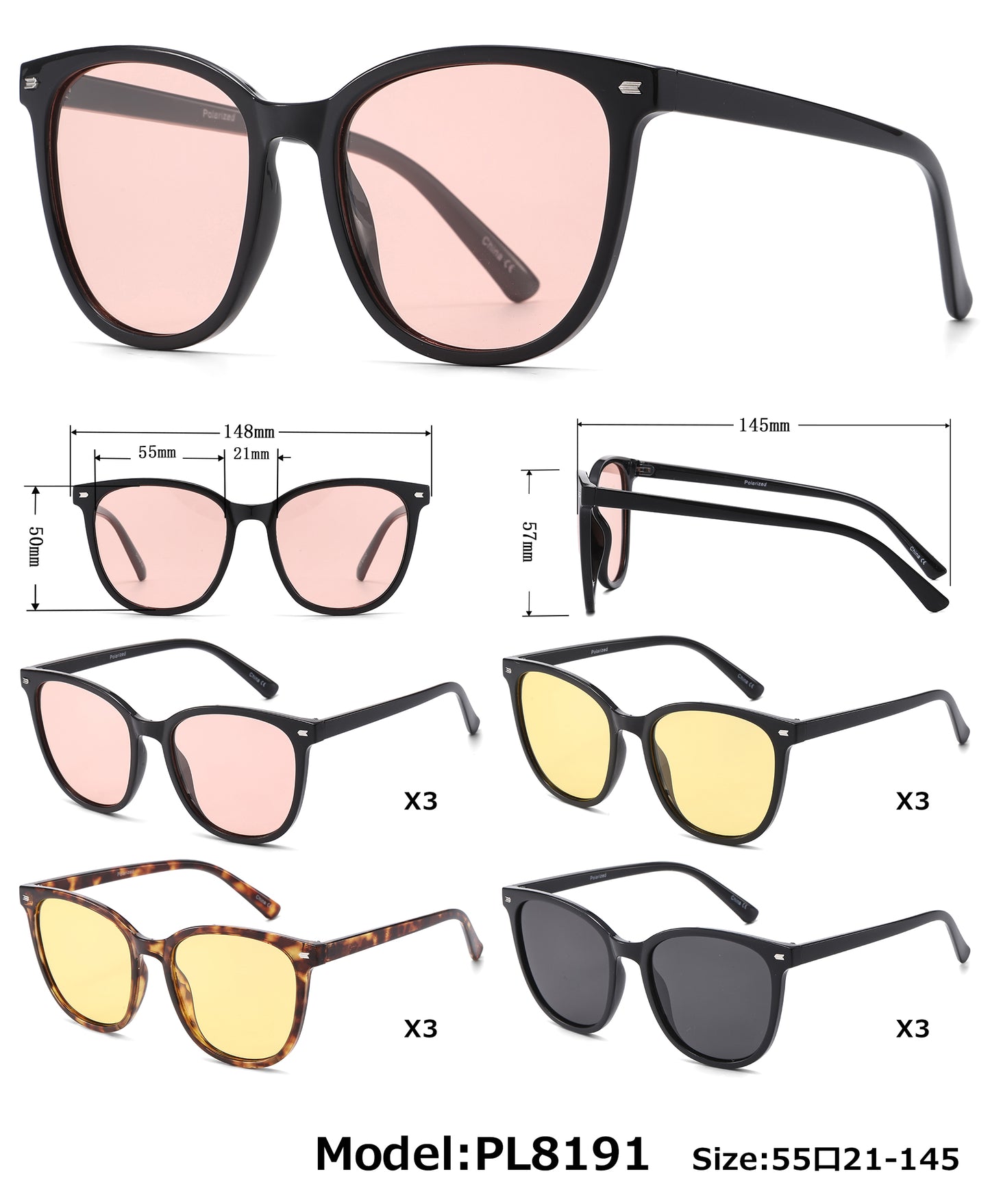 PL 8191 - Polarized Women Plastic Sunglasses