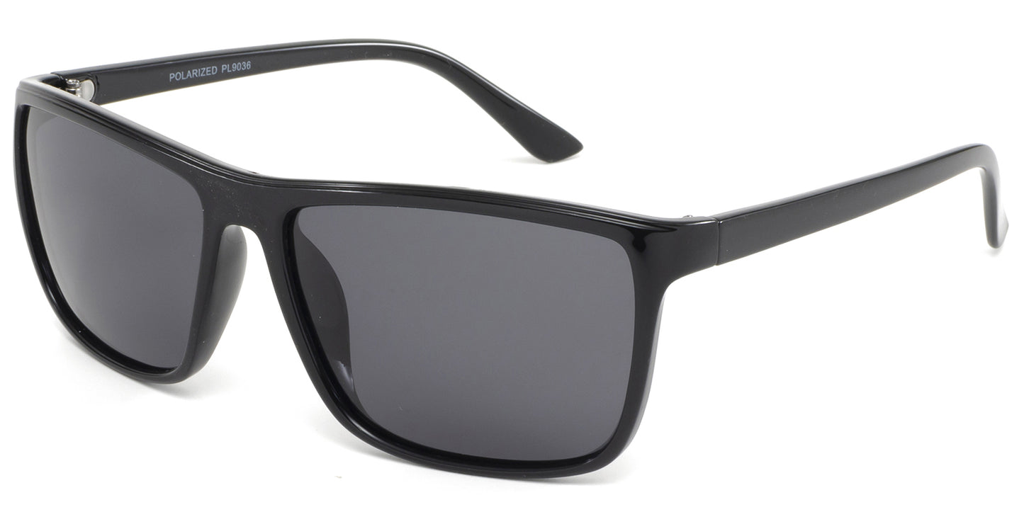 PL 9036 - Polarized Rectangular Plastic Sunglasses