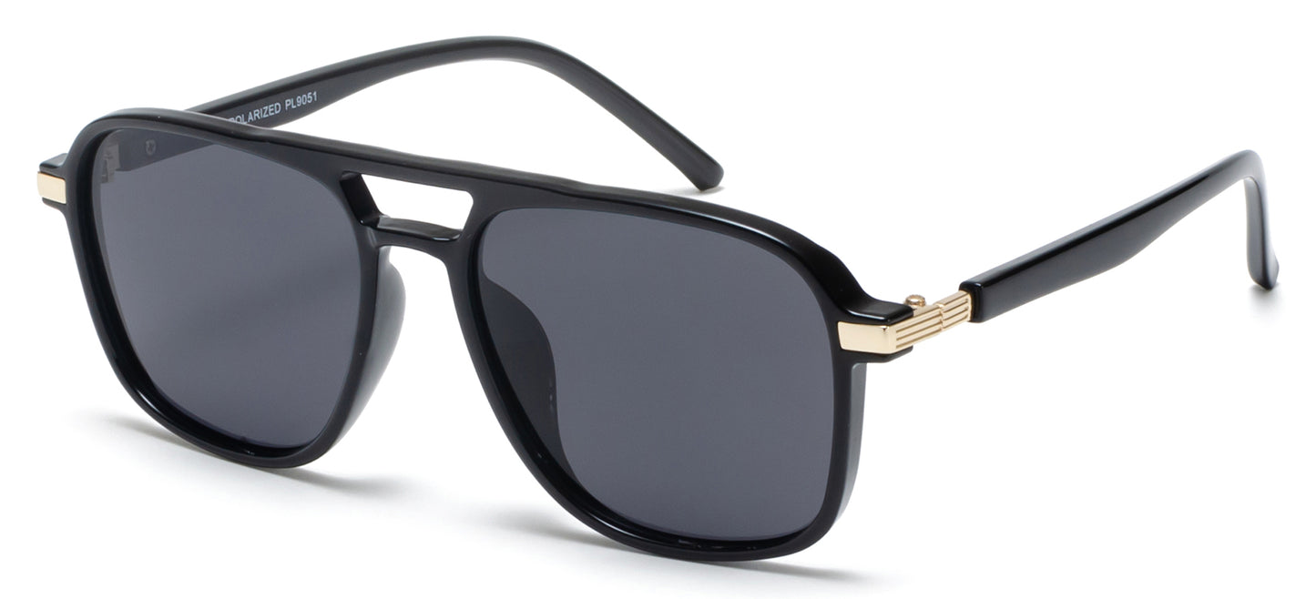 PL 9051 - Polarized Classic Square Aviator Fashion Plastic Sunglasses