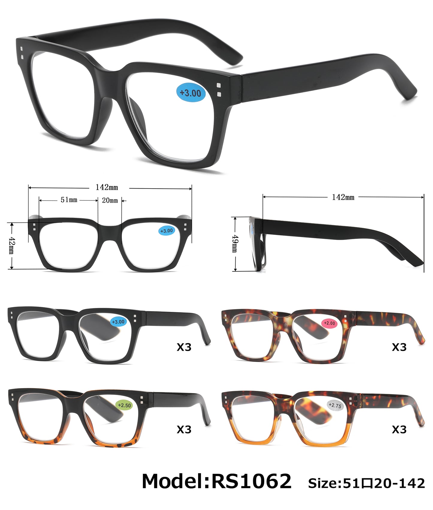 RS 1062 - Large Plastic Reading Glasses
