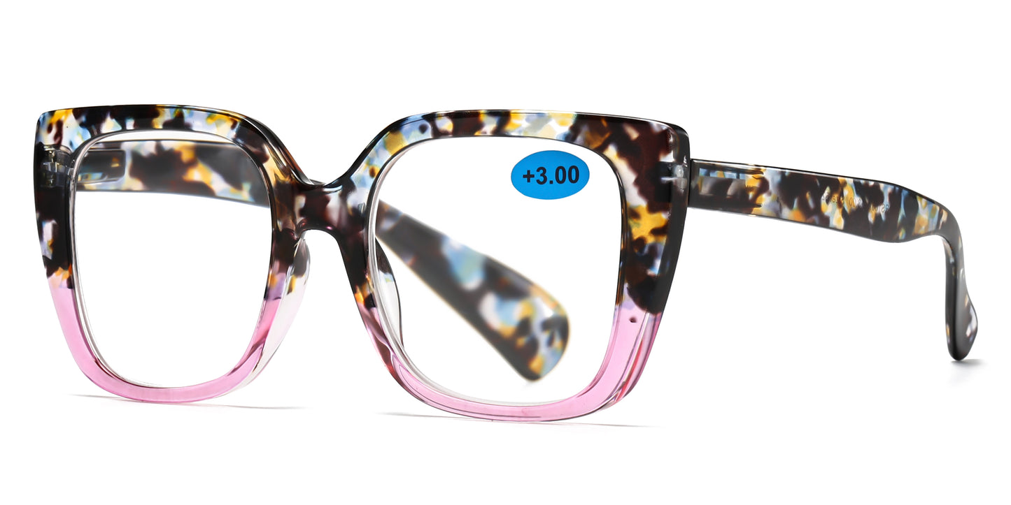 RS 1067 - Large Square Fashion Plastic Reading Glasses