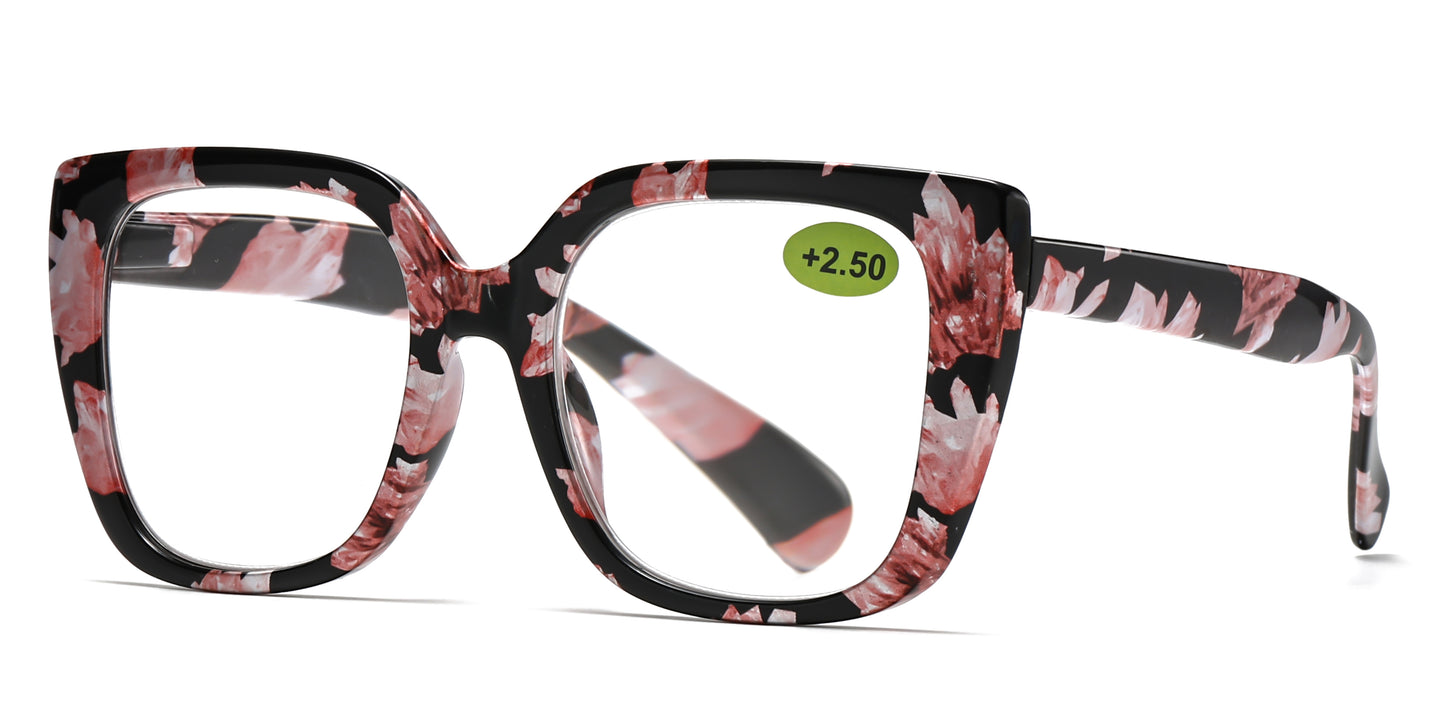 RS 1067 - Large Square Fashion Plastic Reading Glasses