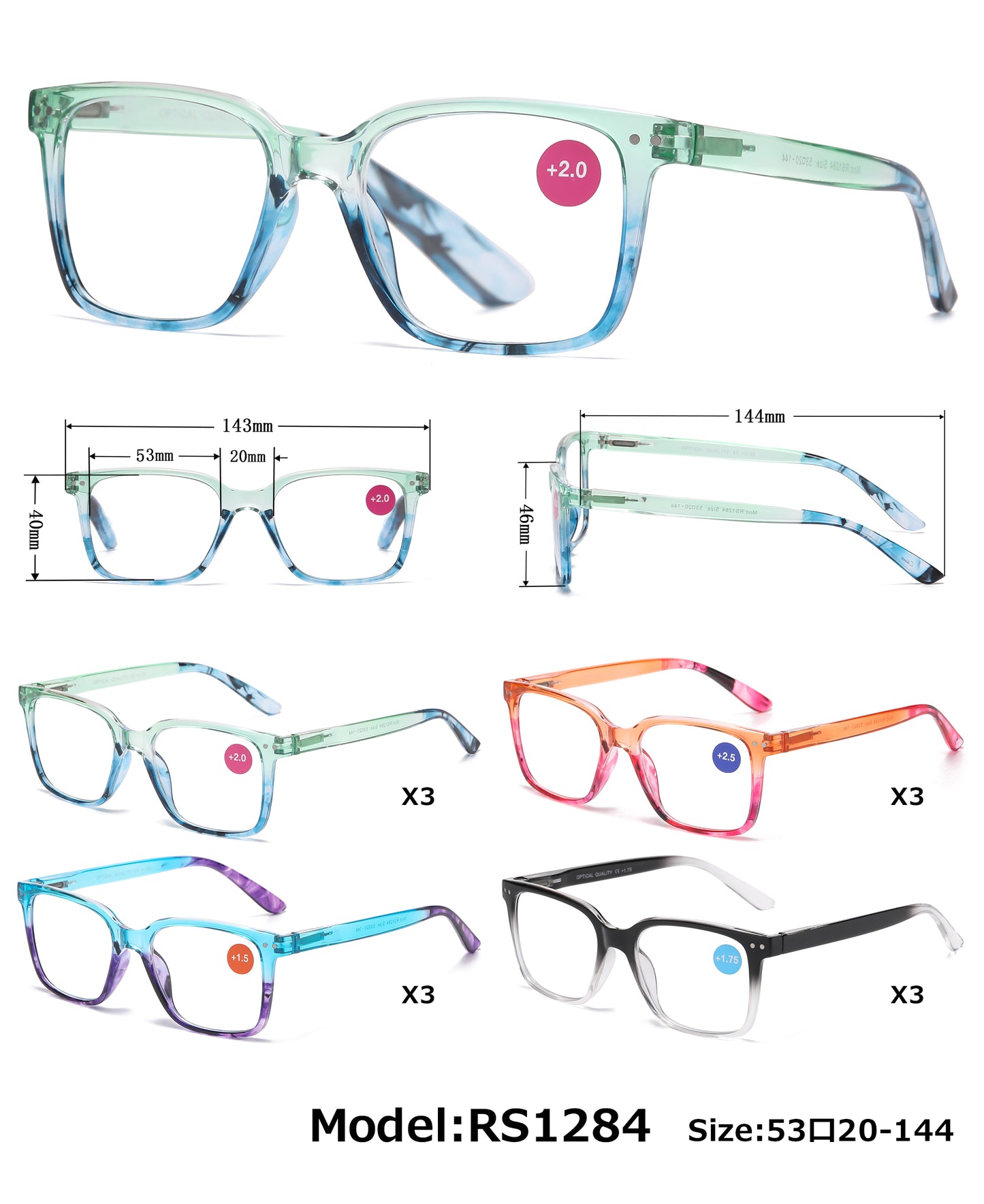 RS 1284 - Plastic Reading Glasses