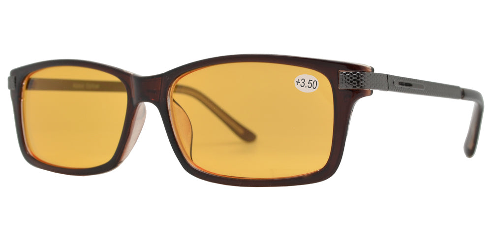 Wholesale - CRS 1018 +350 - Rectangular Plastic Computer Tinted Reading Glasses - Dynasol Eyewear