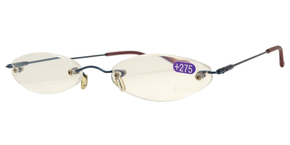 Wholesale - RS 1033 - Tiny Oval Rimless Metal Reading Glasses with Case - Dynasol Eyewear