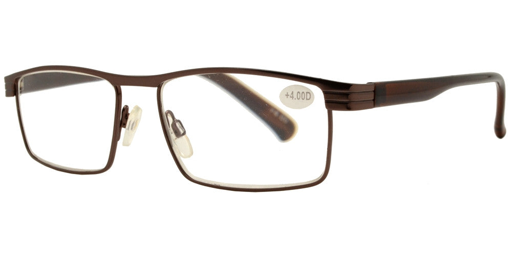Wholesale - RS 1263 - Rectangular Horn Rimmed Metal Reading Glasses - Dynasol Eyewear