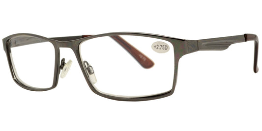 Wholesale - RS 1271 - Rectangular Horn Rimmed Metal Reading Glasses - Dynasol Eyewear