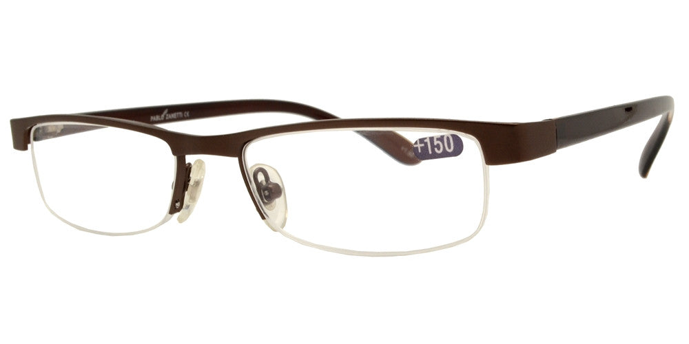 Wholesale - RS 1387 - Small Rectangular Half Rimmed Metal Reading Glasses - Dynasol Eyewear
