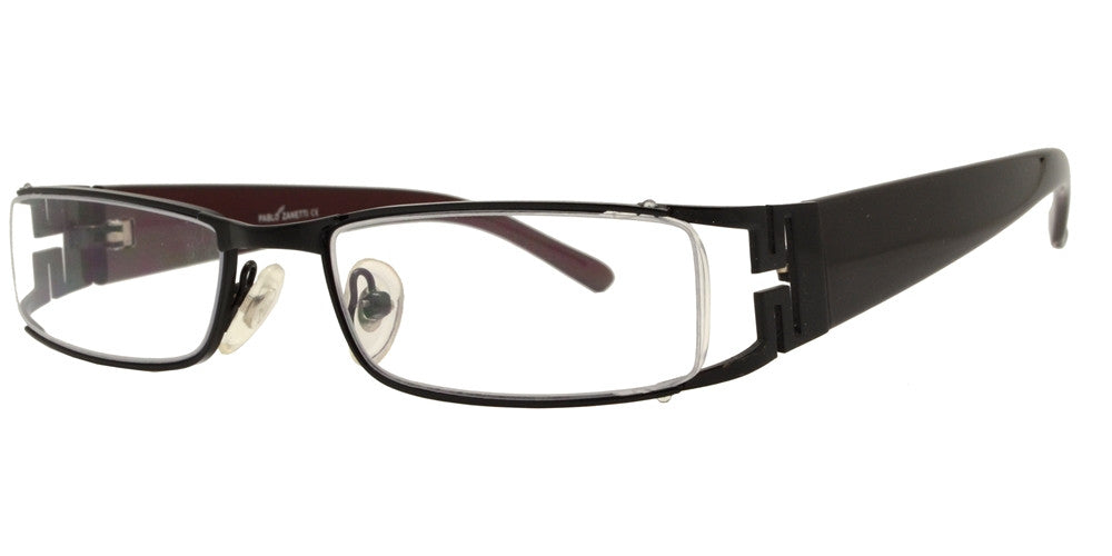 Wholesale - RS 1394 - Modern Rectangular Cut Out Metal Reading Glasses - Dynasol Eyewear
