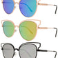 1890 - Round Laser Cat Eye Cut Out Sunglasses