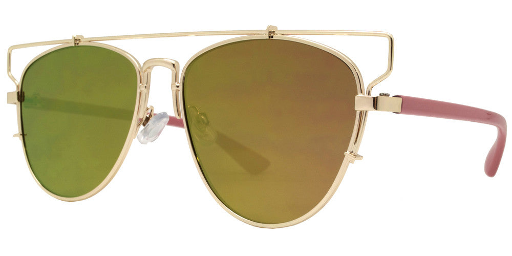 Wholesale - 2653 - Flat Top Color Mirror Flat Lens Metal Sunglasses - Dynasol Eyewear