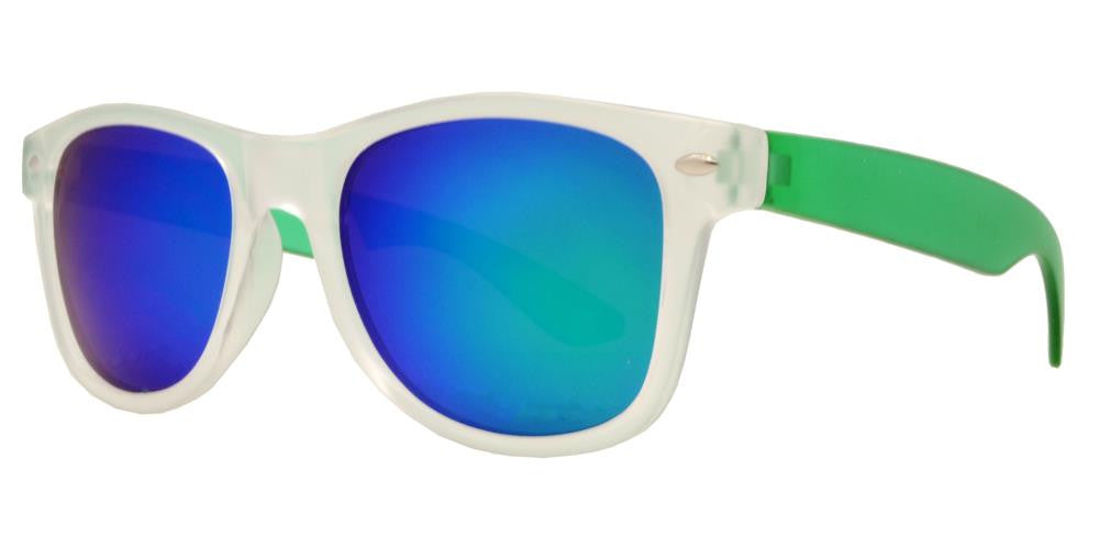 Wholesale - 4567-7 - Kids Classic Horn Rimmed Matte Transparent Frame and Color Temple Sunglasses - Dynasol Eyewear