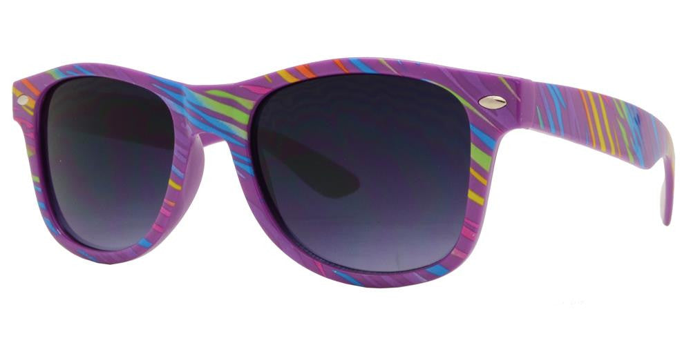 Wholesale - 4567-9 - Kids Classic Horn Rimmed Printed Colorful Stripes Sunglasses - Dynasol Eyewear