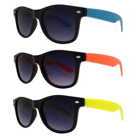 Wholesale - 4567-2 - Kids Horn Rimmed Black Frame Color Temple Sunglasses - Dynasol Eyewear