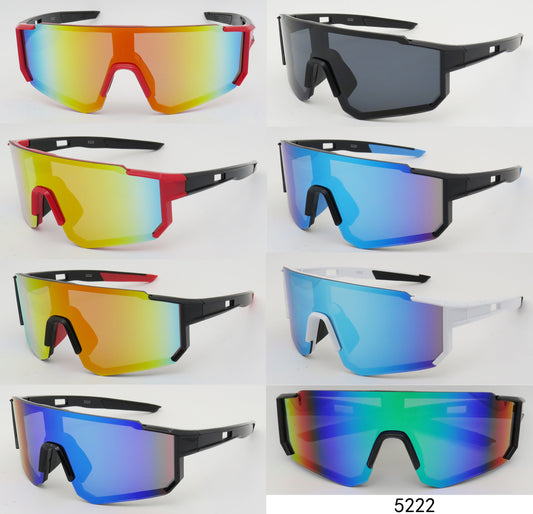 5222 - Plastic One Piece Sports Sunglasses