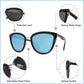 PL 8523 Black Blue RV - Polarized Cat Eye Black Sunglasses with Blue Mirror Lens