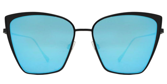 FC 6365 Blue RVC - Square Cat Eye Sunglasses with Blue Mirror Lens