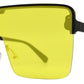 7995 - Plastic Flat Top One Piece Semi-Rimless Oversize Sunglasses