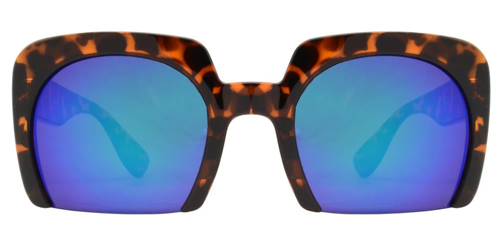 Wholesale - 7005 RVC - Semi-Rimless Square Color Mirror Lens Fashion Sunglasses - Dynasol Eyewear