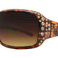 Wholesale - 7420 - Rectangular Sunglasses with Rhinestones and Line Design Temple - Dynasol Eyewear