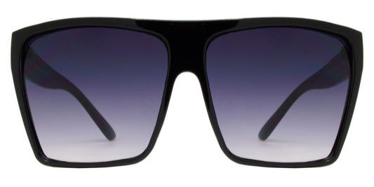Wholesale - 7555 Black - Womens Oversize Flat Top Black Square Retro Sunglasses - Dynasol Eyewear