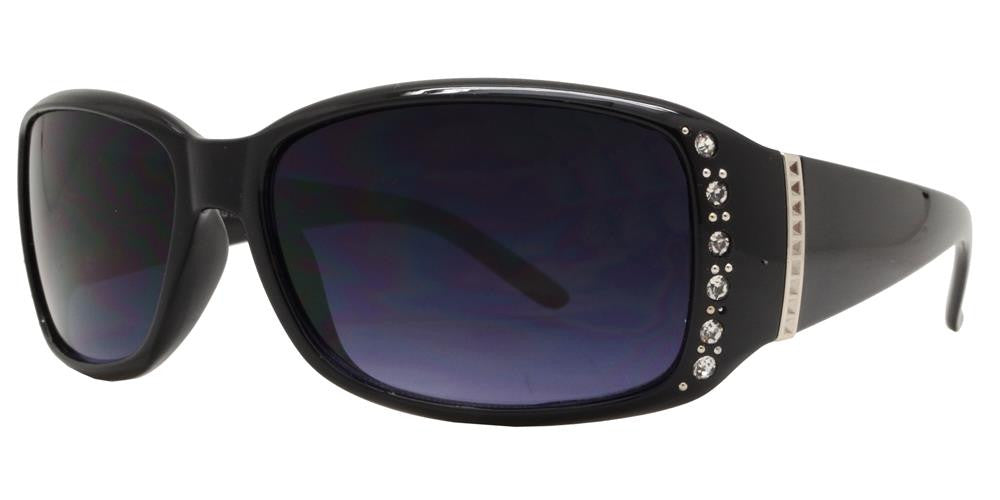 Wholesale - 7572 AX - Women's Rectangular Sunglasses with Rhinestones and Metal Accent - Dynasol Eyewear