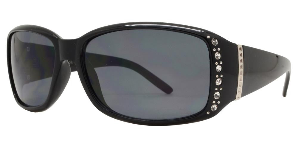 Wholesale - 7572 AX - Women's Rectangular Sunglasses with Rhinestones and Metal Accent - Dynasol Eyewear