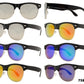 7581 RVC - Retro Horn Rimmed with Color Mirror Lens Plastic Sunglasses