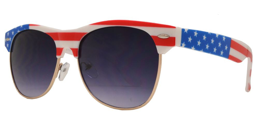 Wholesale - 7581 Flag - Retro Horn Rimmed Sunglasses with USA Flag - Dynasol Eyewear