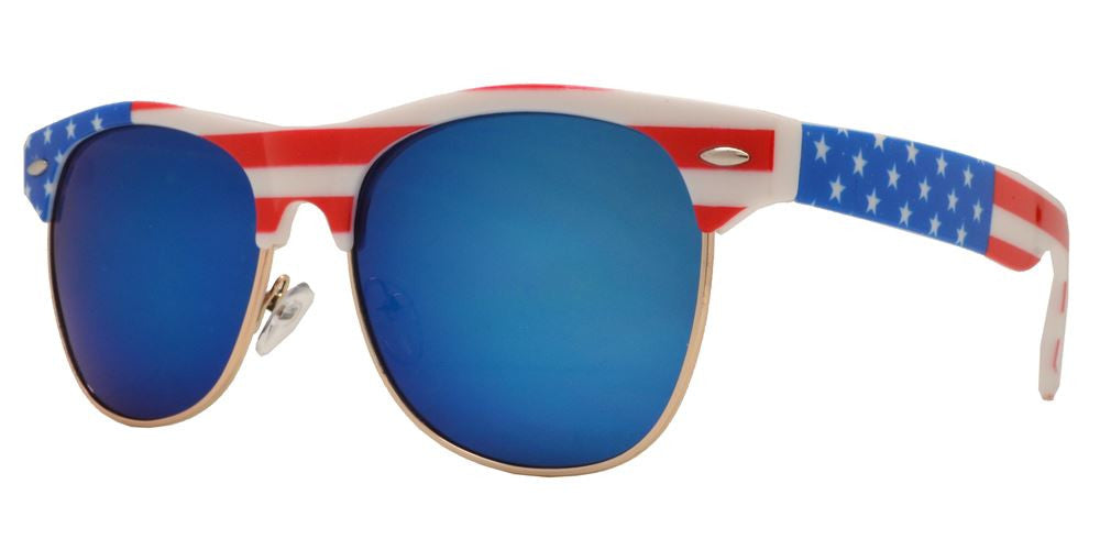 Wholesale - 7581 Flag - Retro Horn Rimmed Sunglasses with USA Flag - Dynasol Eyewear