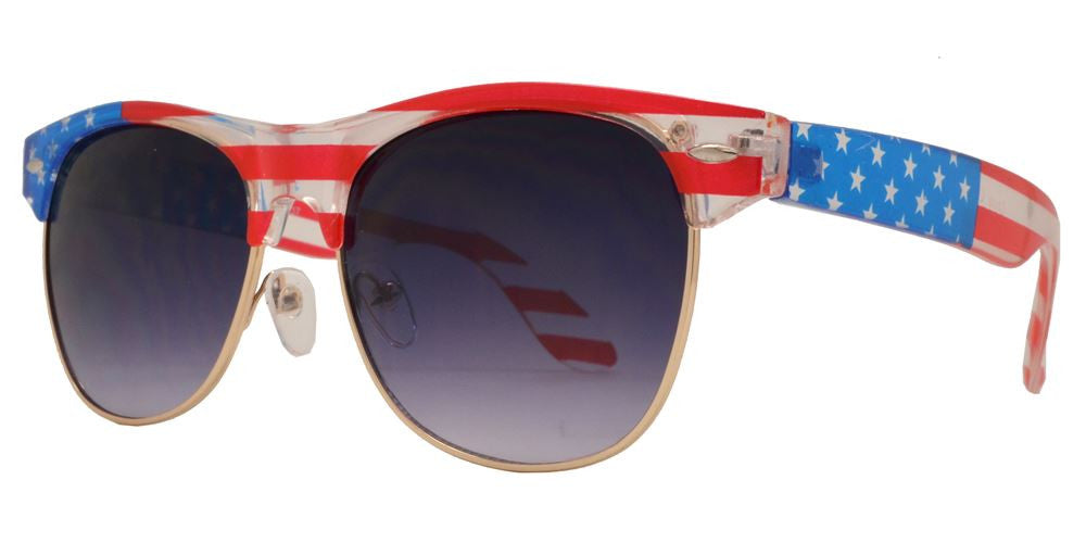 Wholesale - 7581 Flag - Retro Horn Rimmed Sunglasses with USA Flag - Dynasol Eyewear