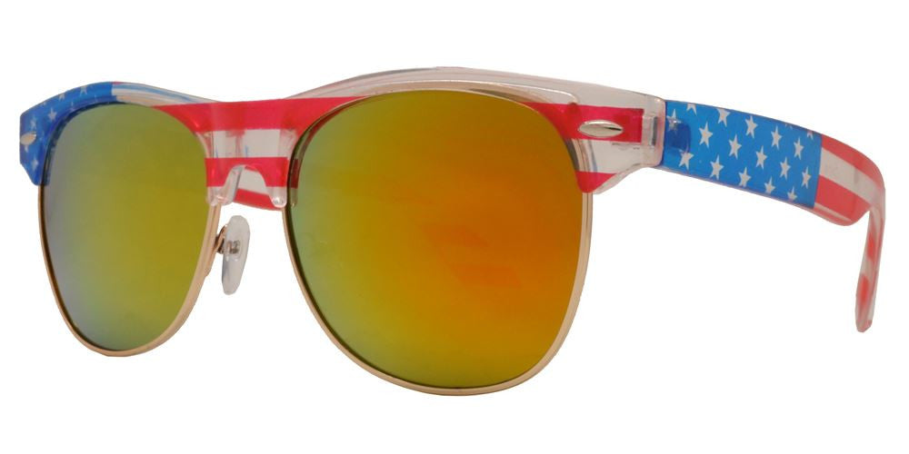 Wholesale - 7581 Flag - Retro Horn Rimmed Sunglasses with USA Flag - Dynasol Eyewear