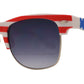 Wholesale - 7583 Flag - Retro Horn Rimmed with USA Flag Frame Plastic Sunglasses - Dynasol Eyewear
