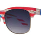 Wholesale - 7583 Flag - Retro Horn Rimmed with USA Flag Frame Plastic Sunglasses - Dynasol Eyewear