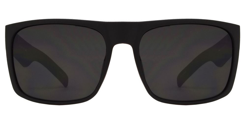 Wholesale - 7633 Black SD SFT - Soft Rubber Classic Square Sports Black Sunglasses - Dynasol Eyewear