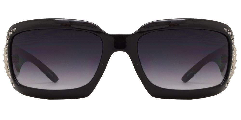 Wholesale - 7658 - Rectangular Chunky Sunglasses with Rhinestones and Star Concho - Dynasol Eyewear