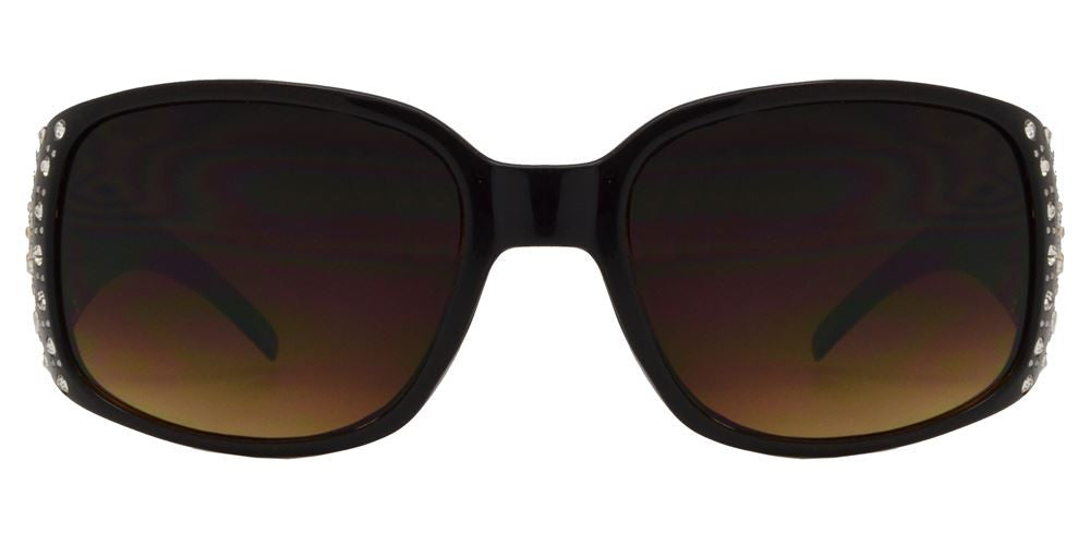 Wholesale - 7660 - Rectangular Chunky Sunglasses with Cross Concho and Rhinestones - Dynasol Eyewear