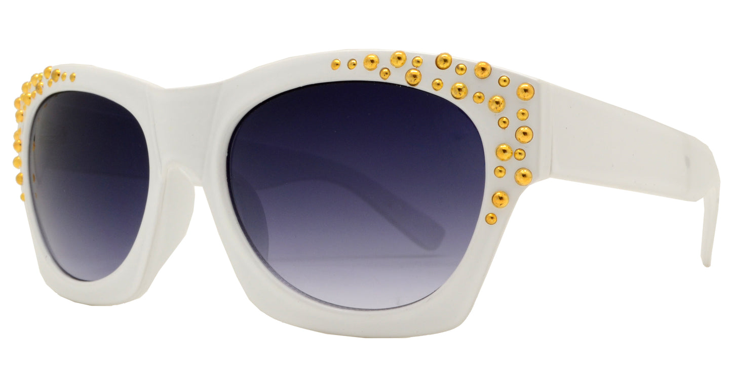 7695 - Horn Rimmed Studded Plastic Sunglasses