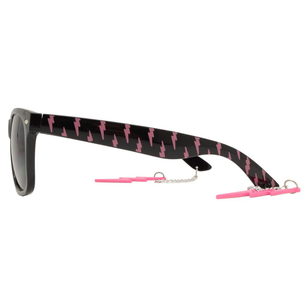 Wholesale - 7753 - Classic Horn Rimmed Sunglasses with Thunderbolt Design Temple - Dynasol Eyewear