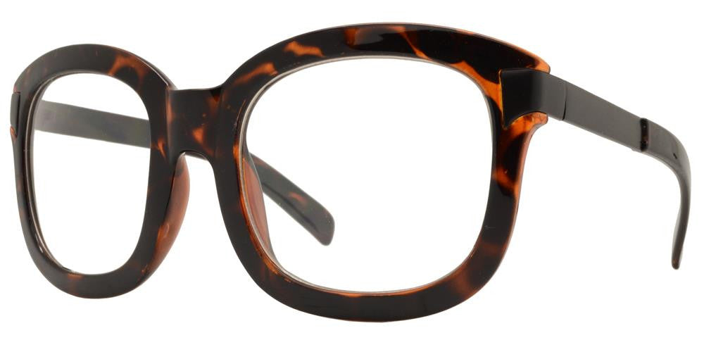 Wholesale - 7756 N - Clear Lens Square Horn Rimmed Plastic Sunglasses - Dynasol Eyewear