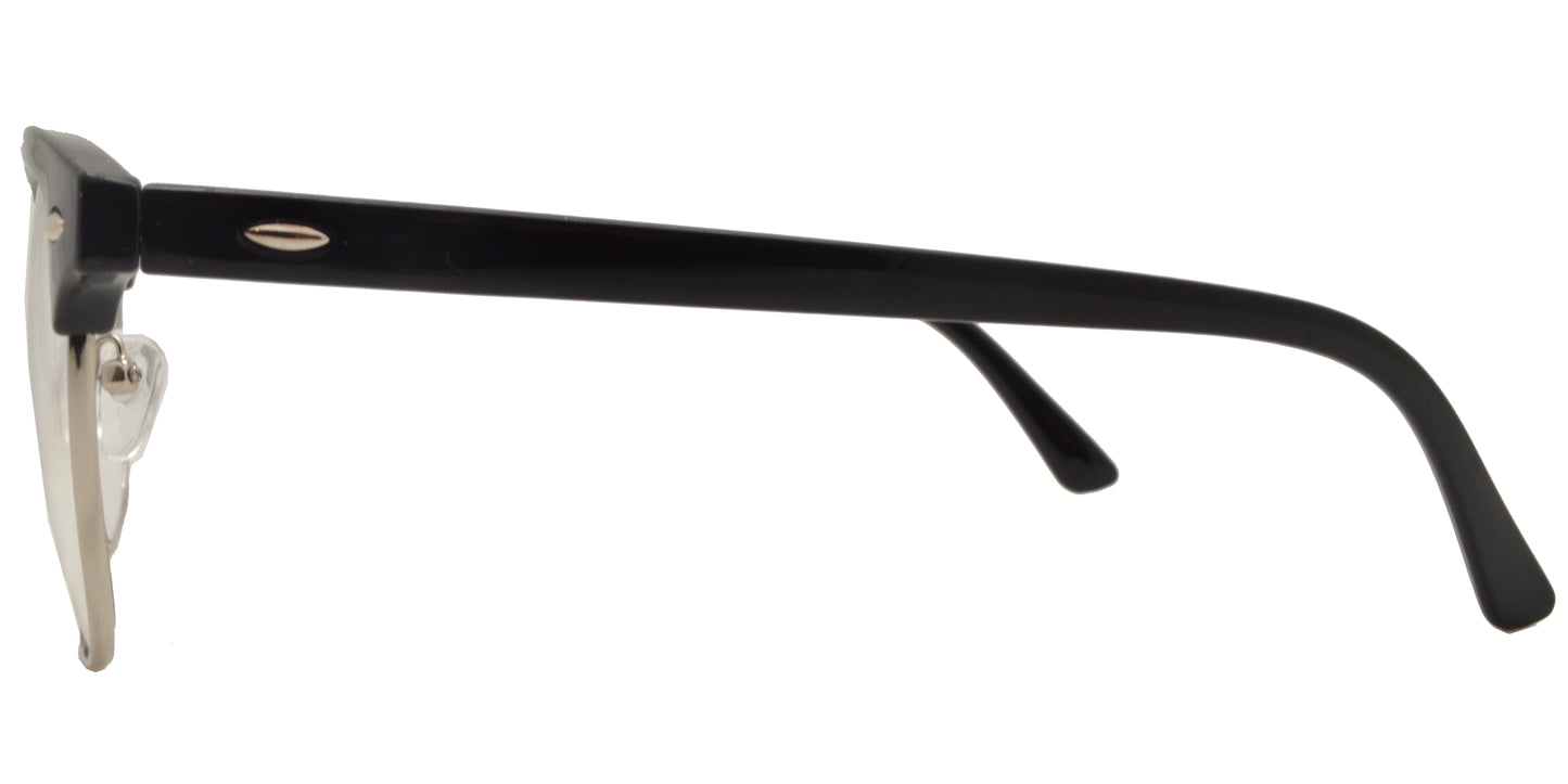 Wholesale - 7768 N - Classic Horn Rimmed Half Frame Sunglasses with Clear Lens - Dynasol Eyewear