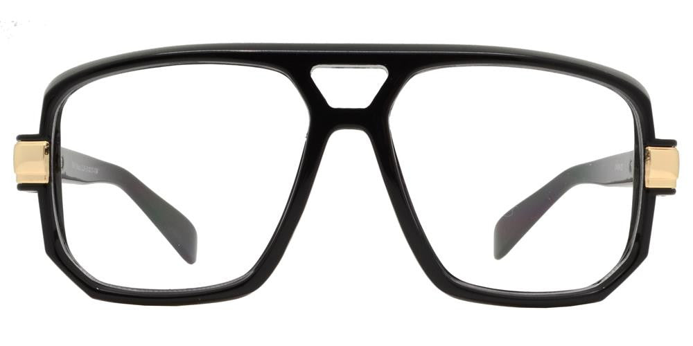 Wholesale - 7818 Black Clear - Women's Black Square Frame Retro Hip-Hop Sunglasses with Clear Lens - Dynasol Eyewear