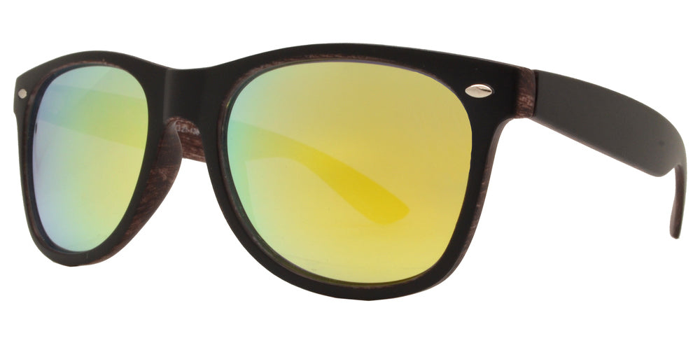Wholesale - 7855 Spectrum - Classic Horn Rimmed Faux Wood Finish with Color Mirror Lens - Dynasol Eyewear