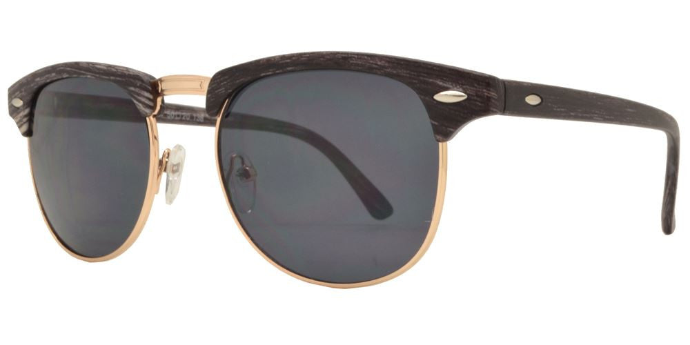 Wholesale - 7911 - Classic Horn Rimmed Half Frame Faux Wood Plastic Sunglasses - Dynasol Eyewear