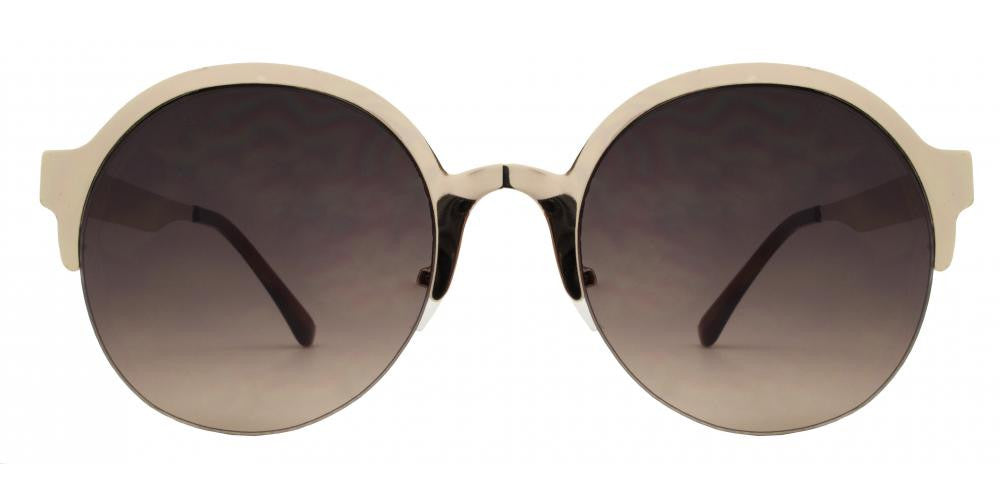 Wholesale - 7932 - Round Horn Rimmed Half Frame Metal Sunglasses - Dynasol Eyewear