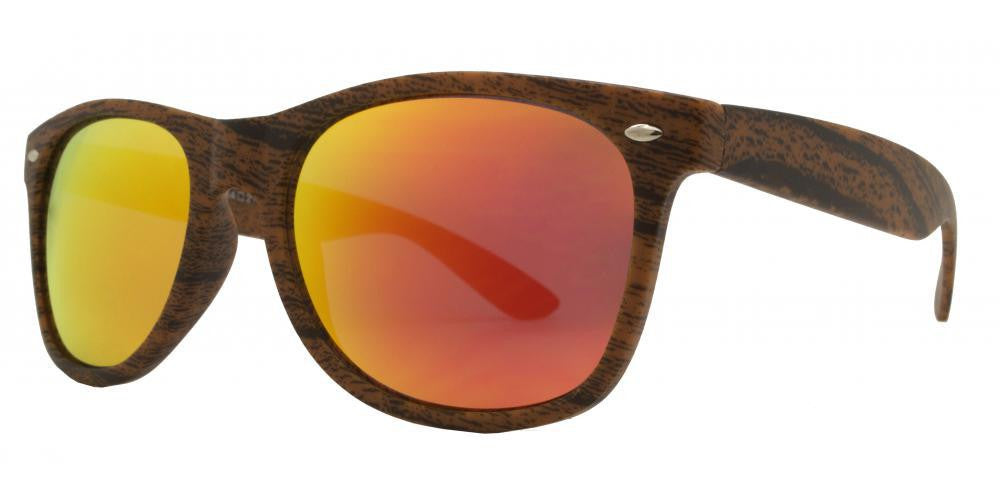 Wholesale - 7947 RVC - Classic Horn Rimmed Faux Wood Sunglasses with Color Mirror Lens - Dynasol Eyewear