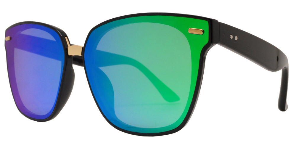 Wholesale - 7963 - Square Horn Rimmed Flat Lens Metal Bridge Plastic Sunglasses - Dynasol Eyewear