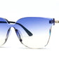 8015 - Rimless One Piece Lens Plastic Sunglasses with Rhinestones